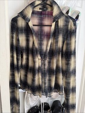 Fashion Nova Plaid Button-Down Top